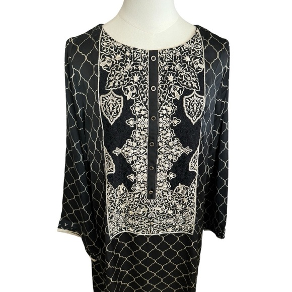 LIMELIGHT Dress‎ Long Top Shirt Sleeves Black Cream Size M Pakistani Indian - Picture 3 of 8